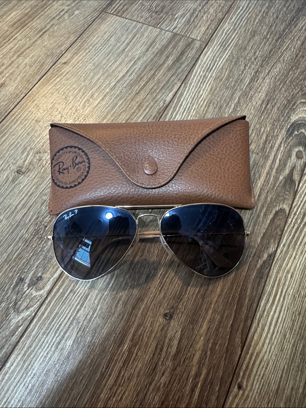 Ray-Ban Classic Aviator Sunglasses - Gold Frame, Black Lenses Polarized